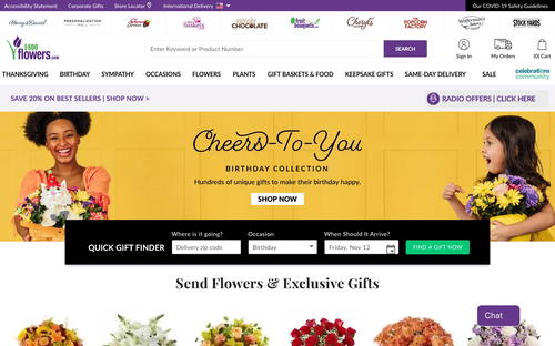 1-800-Flowers.com website screenshot