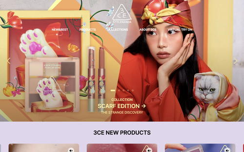 3CE Cosmetics website screenshot
