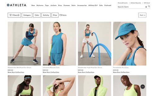 Athleta website screenshot
