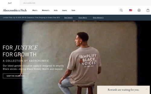 Abercrombie & Fitch website screenshot