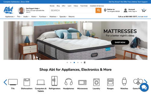 Abt Electronics website screenshot