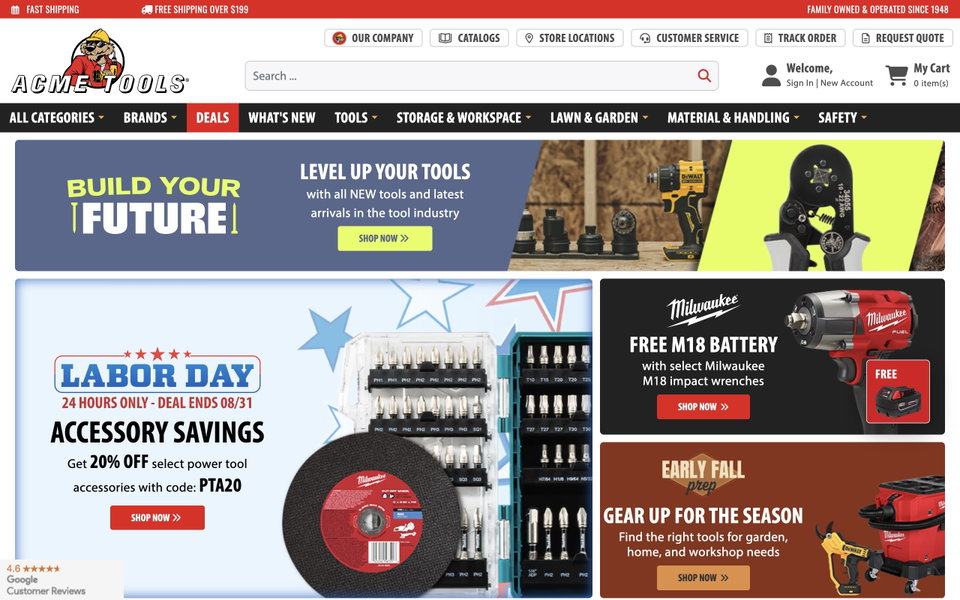 Acme Tools website