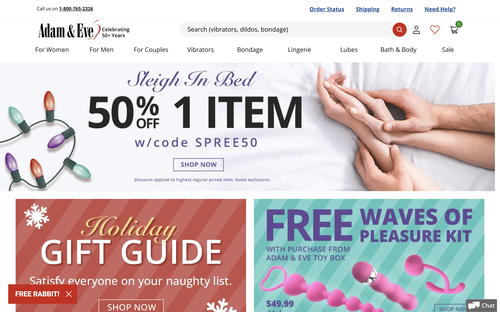 Adam & Eve website screenshot