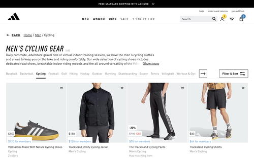 adidas website screenshot