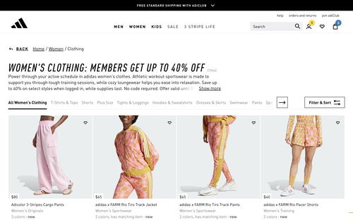 adidas website screenshot