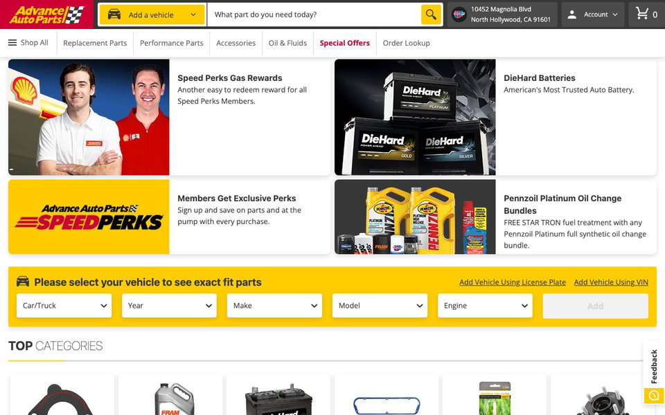 Advance Auto Parts website