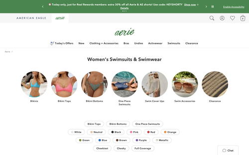 Aerie website screenshot