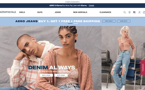 Aeropostale website screenshot