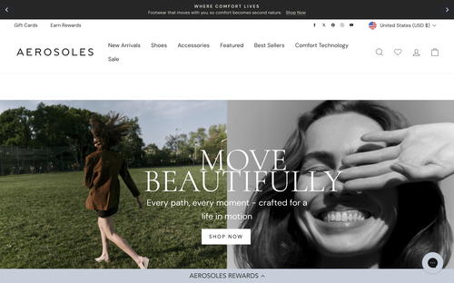 Aerosoles website screenshot