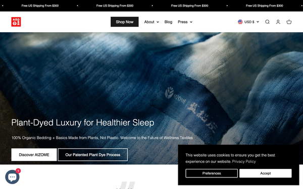 Aizome Textiles screenshot