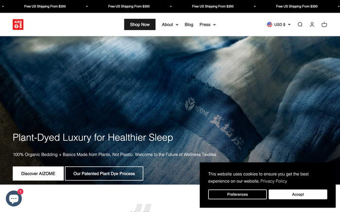 Aizome Textiles screenshot