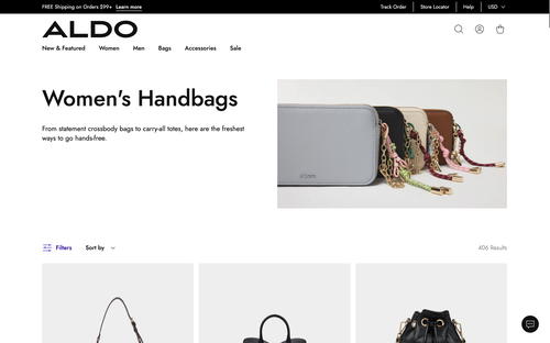 ALDO Shoes website screenshot