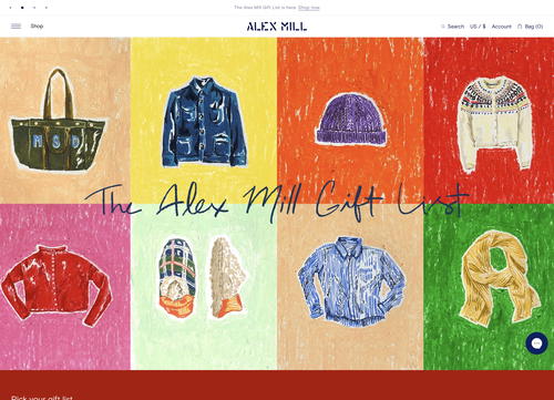 Alex Mill website screenshot