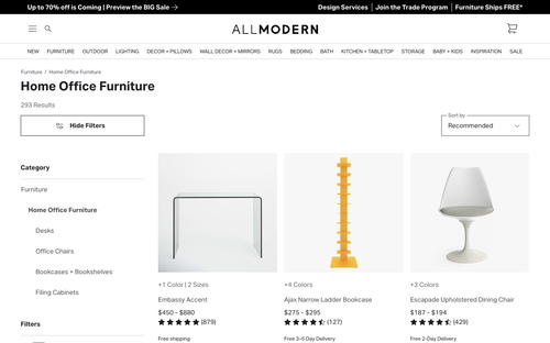 AllModern website screenshot