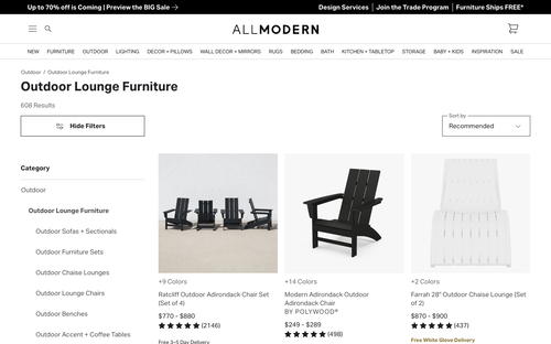AllModern website screenshot