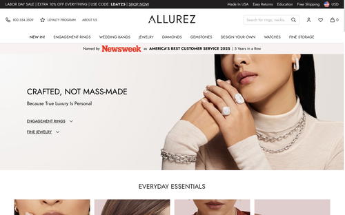 Allurez website screenshot