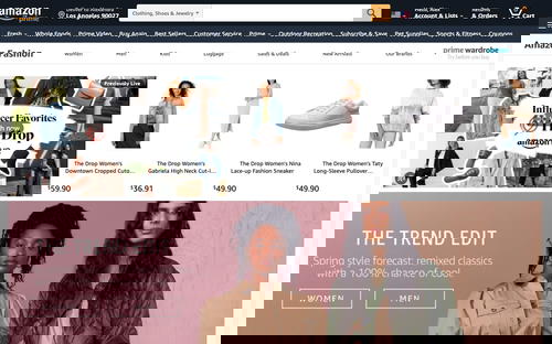 Amazon Fashion website screenshot