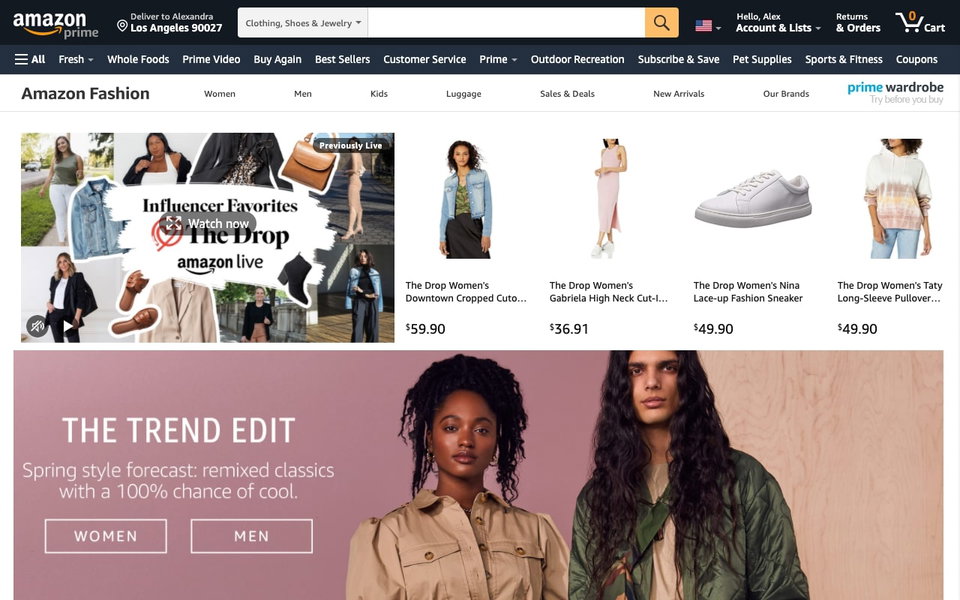Amazon Fashion website