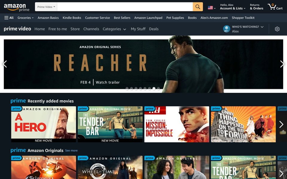 Amazon Prime Video website