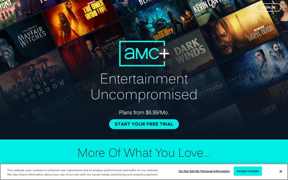 AMC+ website