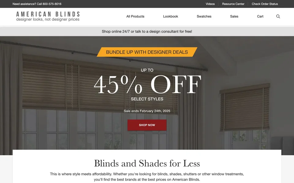 American Blinds website