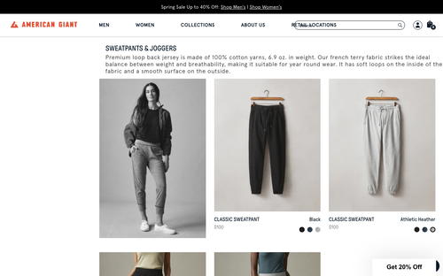 American Giant website screenshot