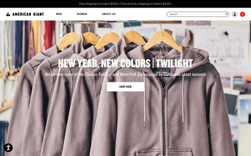 American Giant website screenshot