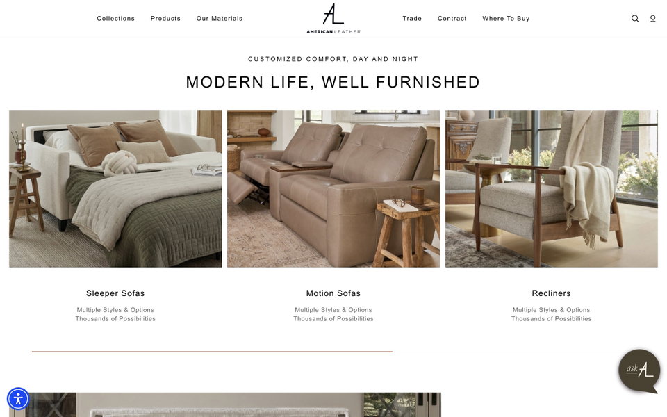 American Leather website