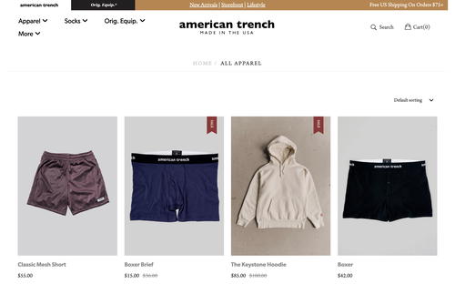 American Trench website screenshot