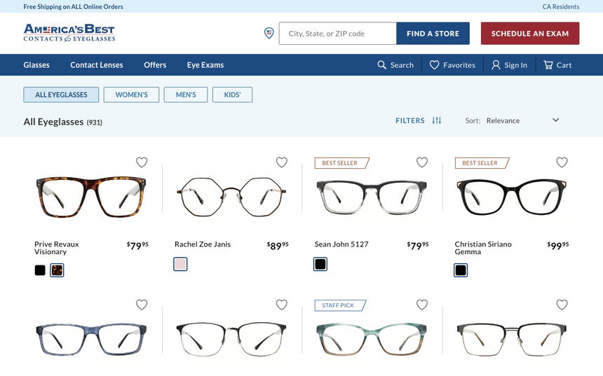 America's Best Contacts & Eyeglasses on Shomp