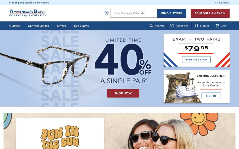 America's Best Contacts & Eyeglasses website