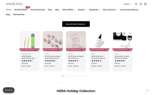 AmoreMall website screenshot