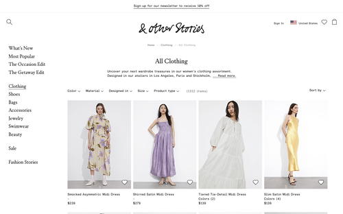 & Other Stories website screenshot