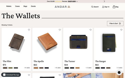Andar website screenshot