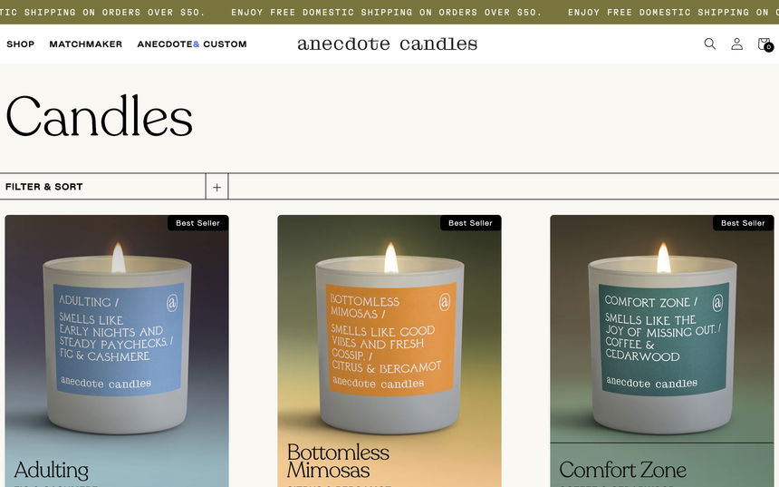 Anecdote Candles on Shomp