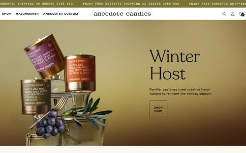 Anecdote Candles website