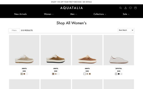 Aquatalia website screenshot