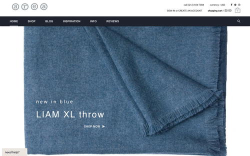 Area website screenshot