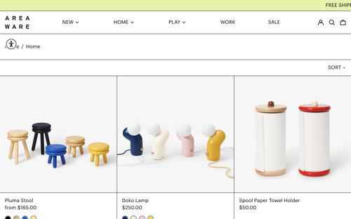 Areaware website screenshot