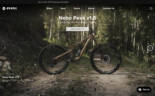 Ari Bikes website screenshot