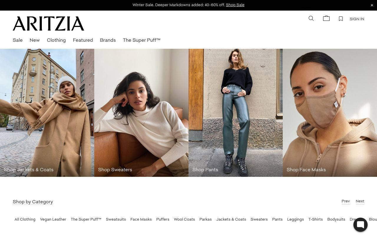 Aritzia screenshot