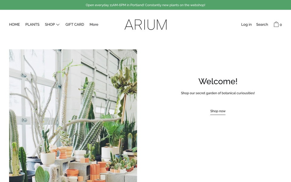 ARIUM BOTANICALS website