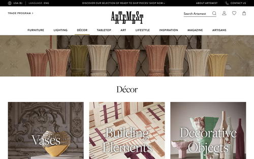 Artemest website screenshot