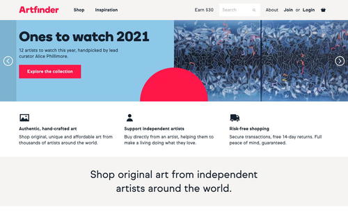 Artfinder website screenshot