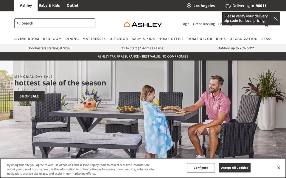 Ashley Furniture website