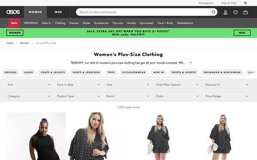 ASOS website screenshot