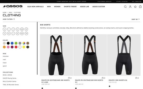 ASSOS of Switzerland website screenshot