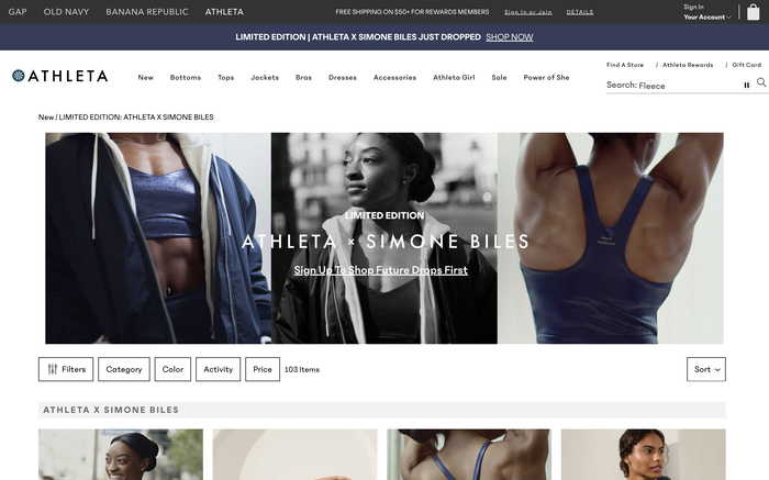 Athleta screenshot