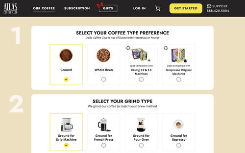 Atlas Coffee Club website screenshot