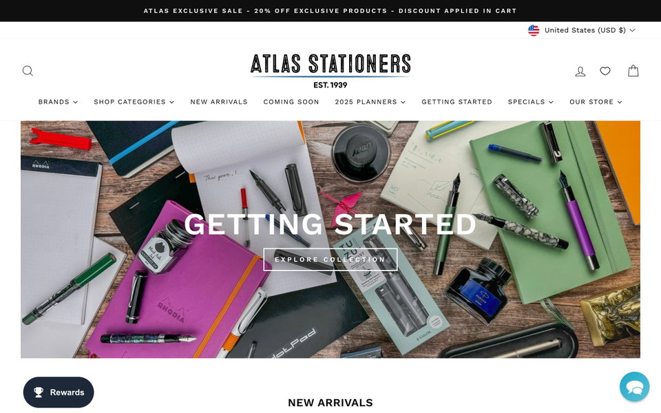 Atlas Stationers website